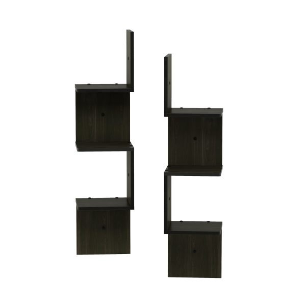 Furinno Furinno Rossi 3-Tier Wall Mount Floating Corner Radial Shelf