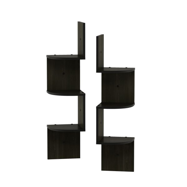 Furinno Furinno Rossi 3-Tier Wall Mount Floating Corner Radial Shelf