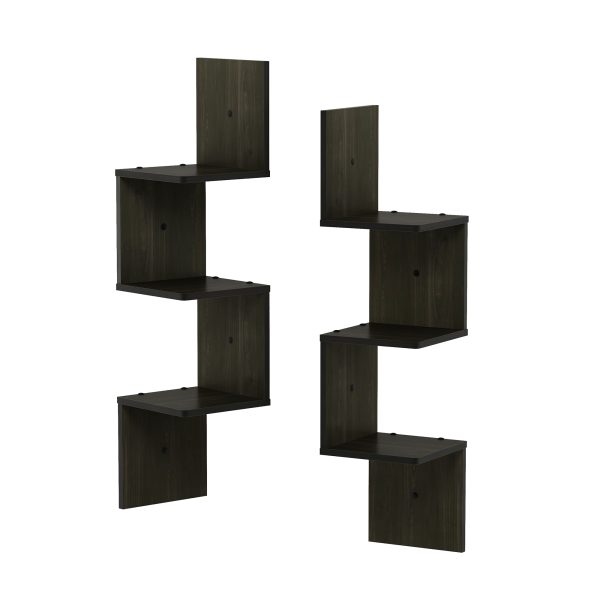 furinno Furinno Rossi 3-Tier Wall Mount Floating Corner Radial Shelf