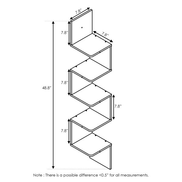 Furinno Furinno Rossi 5-Tier Wall Mount Floating Corner Square Shelf