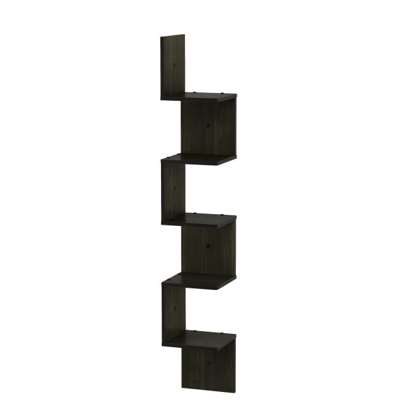 furinno Furinno Rossi 5-Tier Wall Mount Floating Corner Square Shelf