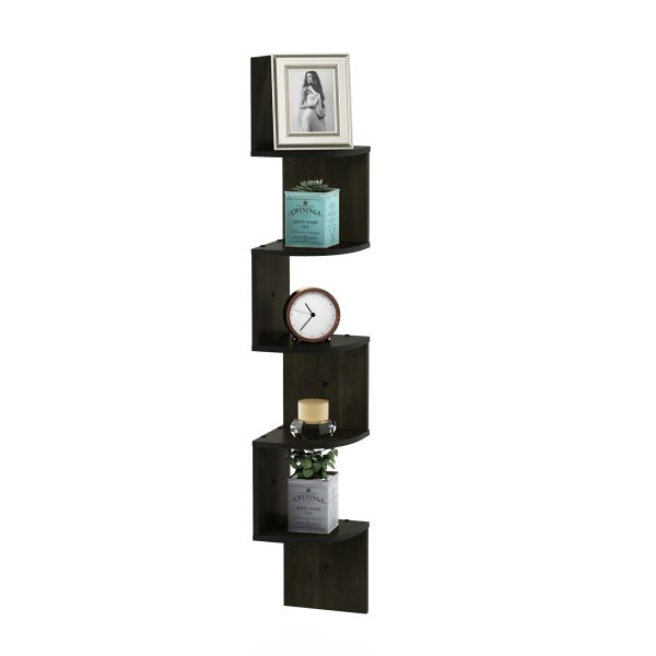 Furinno Furinno Rossi 5-Tier Wall Mount Floating Radial Corner Shelf