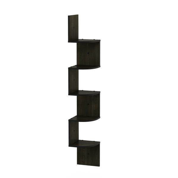 furinno Furinno Rossi 5-Tier Wall Mount Floating Radial Corner Shelf