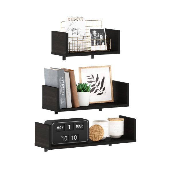 Furinno Furinno Rossi Bedroom Decor Wall Mounted Floating Display Shelves With Invisible Brackets Set Of 3