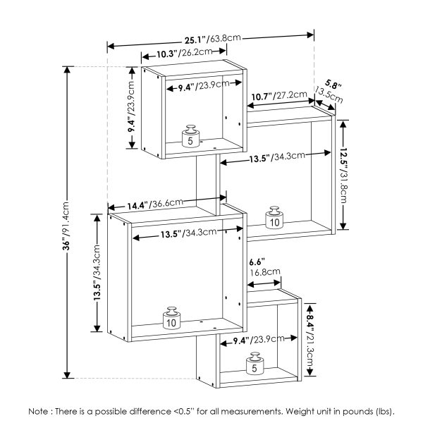 Furinno Furinno Rossi Interweave Wall Mount Floating Cube Shelf Set Of 4