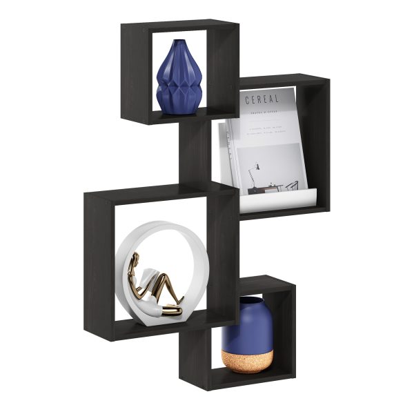 Furinno Furinno Rossi Interweave Wall Mount Floating Cube Shelf Set Of 4