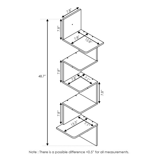 Furinno Furinno Rossi Modern 5-Tier Wall Floating Corner Shelf