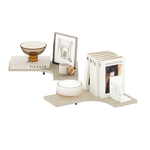 Furinno Furinno Rossi Wall Mounted Corner L-Shape Floating Display Shelves Set Of 2