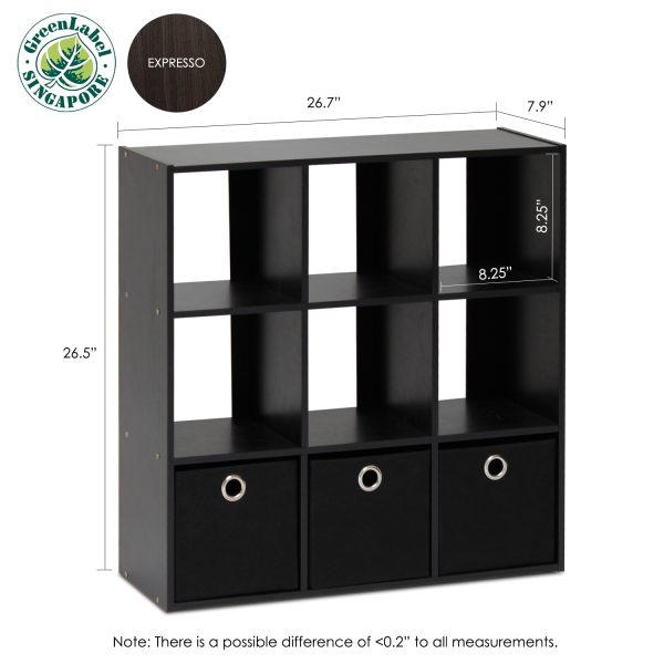 Furinno Furinno Simplistic 9-Cube Organizer With Bins