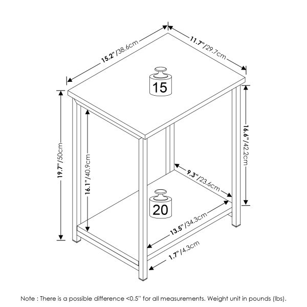 Furinno Furinno Simplistic Industrial Metal Frame End Table 2-Pack