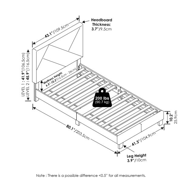 Furinno Furinno Skylar Geometric Design Headboard Bedframe 12PC Slat Style