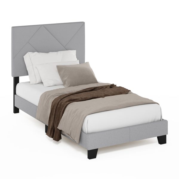 Furinno Furinno Skylar Geometric Design Headboard Bedframe 12PC Slat Style