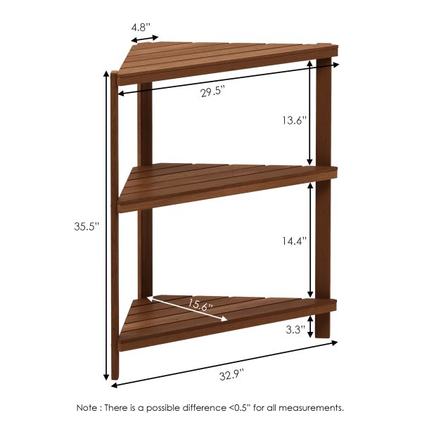 Furinno Furinno Tioman Hardwood 3-Tier Corner Shelf In Teak Oil