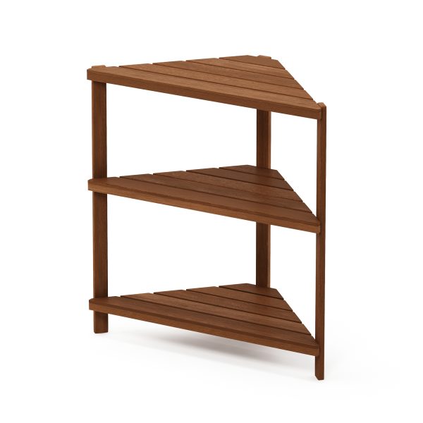 Furinno Furinno Tioman Hardwood 3-Tier Corner Shelf In Teak Oil