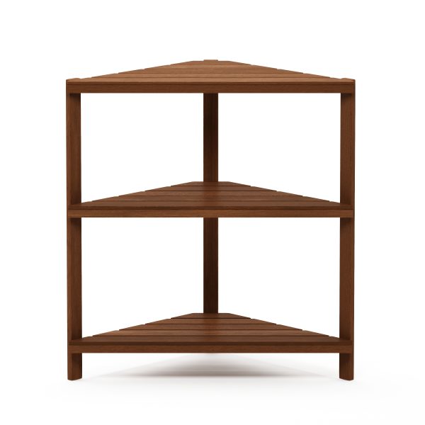 furinno Furinno Tioman Hardwood 3-Tier Corner Shelf in Teak Oil