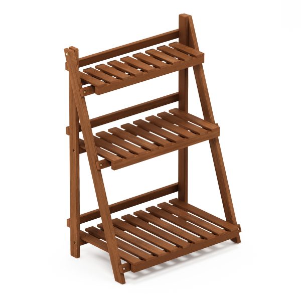 furinno Furinno Tioman Hardwood 3-Tier Flower Rack in Teak Oil