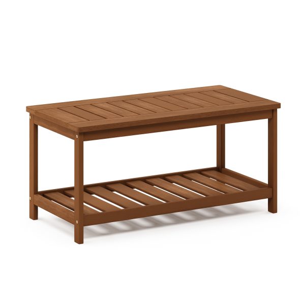 furinno Furinno Tioman Hardwood Coffee Table with Shelf in Teak Oil