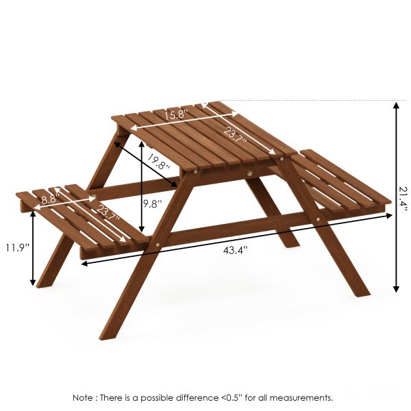 Furinno Furinno Tioman Hardwood Kids Picnic Table And Chair Set In Teak Oil
