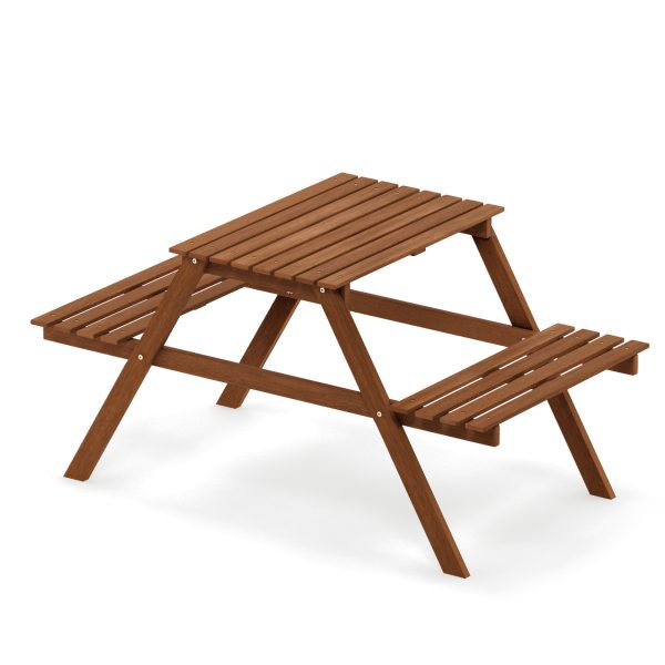 furinno Furinno Tioman Hardwood Kids Picnic Table and Chair Set in Teak Oil