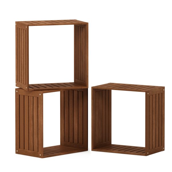 Furinno Furinno Tioman Hardwood Multipurpose Stacking Shelf In Teak Oil