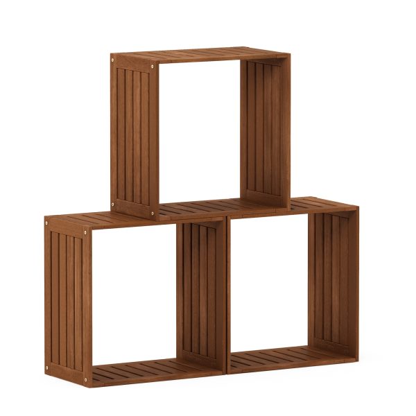 Furinno Furinno Tioman Hardwood Multipurpose Stacking Shelf In Teak Oil