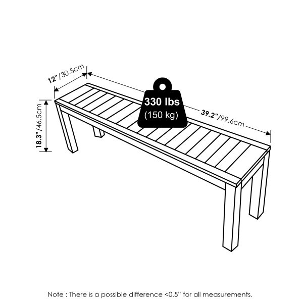 Furinno Furinno Tioman Hardwood Outdoor Backless Country Stool Bench In Teak Oil