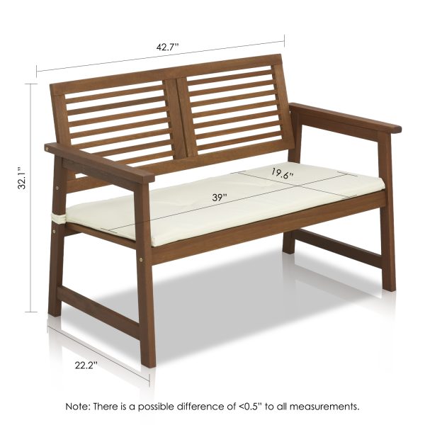 Furinno Furinno Tioman Hardwood Outdoor Bench In Teak Oil With Cushion