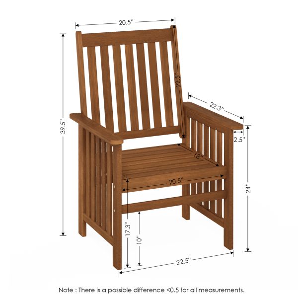Furinno Furinno Tioman Hardwood Outdoor Mississippi 3-PC Conversation Set