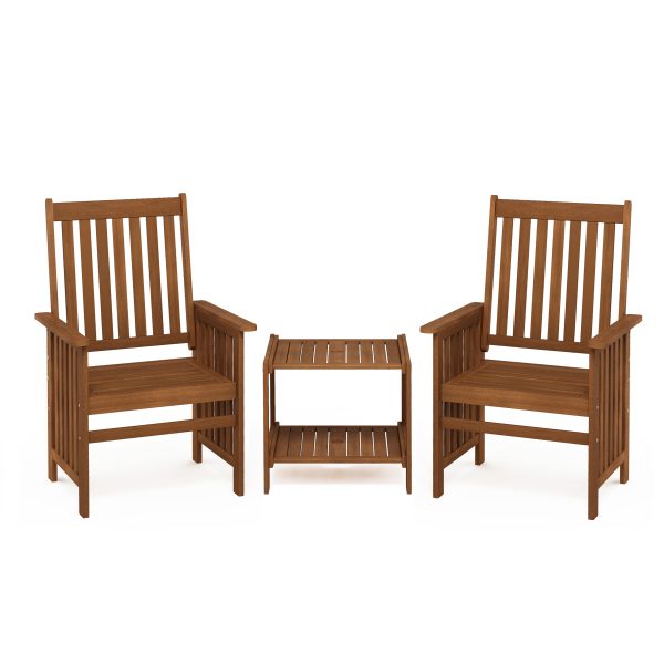 Furinno Furinno Tioman Hardwood Outdoor Mississippi 3-PC Conversation Set