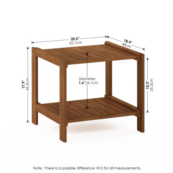 Furinno Furinno Tioman Hardwood Outdoor Mississippi Side Table With Umbrella Hole