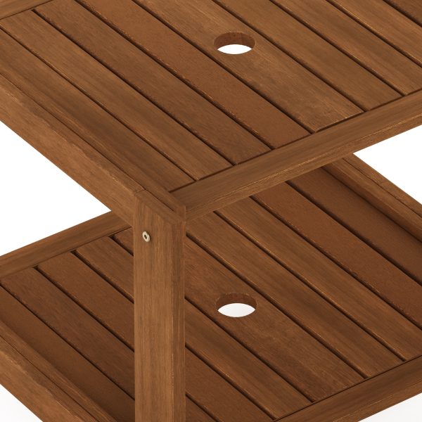 Furinno Furinno Tioman Hardwood Outdoor Mississippi Side Table With Umbrella Hole