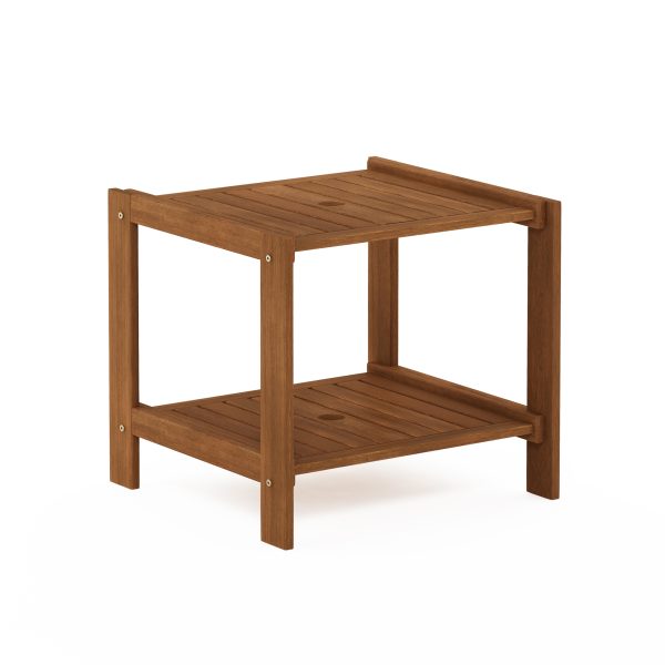 furinno Furinno Tioman Hardwood Outdoor Mississippi Side Table with Umbrella Hole