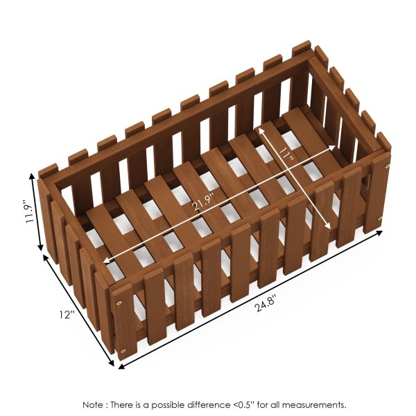 Furinno Furinno Tioman Hardwood Slat Style Flower Planter Box In Teak Oil