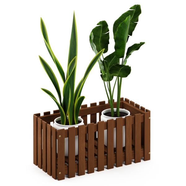 Furinno Furinno Tioman Hardwood Slat Style Flower Planter Box In Teak Oil