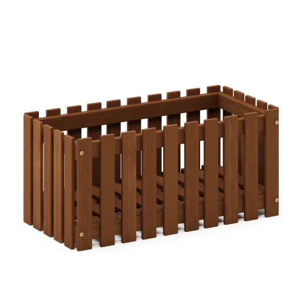 furinno Furinno Tioman Hardwood Slat Style Flower Planter Box in Teak Oil