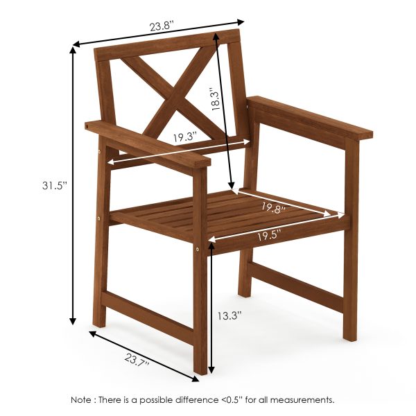Furinno Furinno Tioman Hardwood X Back Arm Chair In Teak Oil With Cushion