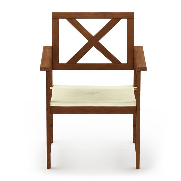 Furinno Furinno Tioman Hardwood X Back Arm Chair In Teak Oil With Cushion