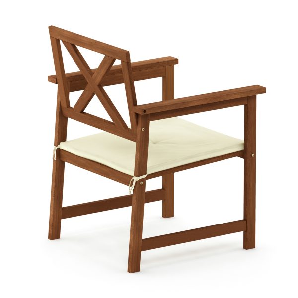 Furinno Furinno Tioman Hardwood X Back Arm Chair In Teak Oil With Cushion