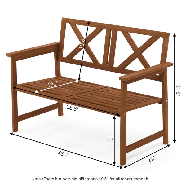 Furinno Furinno Tioman Hardwood X Back Bench In Teak Oil With Cushion