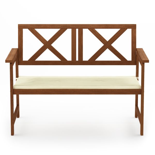 Furinno Furinno Tioman Hardwood X Back Bench In Teak Oil With Cushion