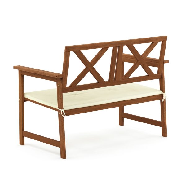 Furinno Furinno Tioman Hardwood X Back Bench In Teak Oil With Cushion
