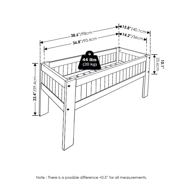Furinno Furinno Tioman Outdoor Elevated Standing Planter Box Raised Garden Bed With Legs