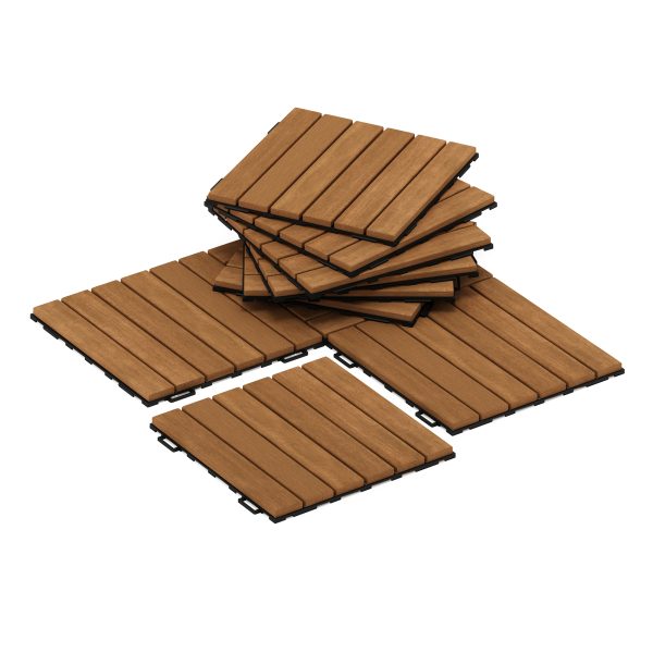furinno Furinno Tioman Outdoor Floor Decking Wood Tile Interlock 10PC/CTN