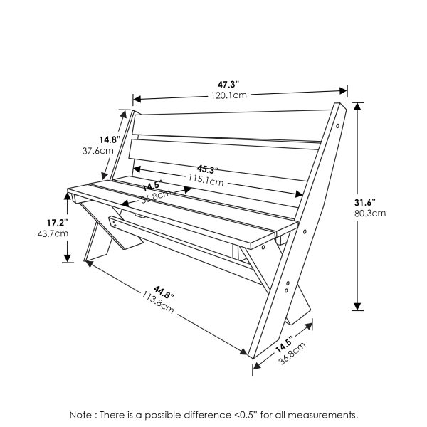 Furinno Furinno Tioman Outdoor Hardwood 2 Seater Bench