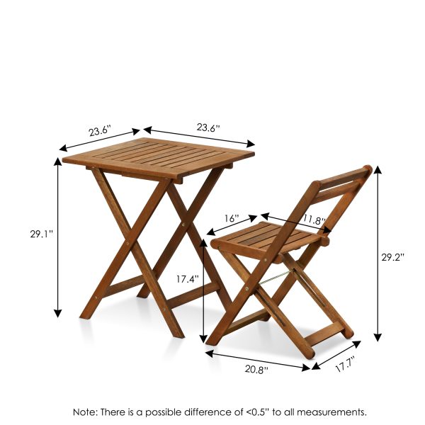 Furinno Furinno Tioman Outdoor Hardwood 3 Piece Bistro Set In Teak Oil