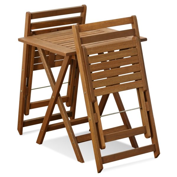 Furinno Furinno Tioman Outdoor Hardwood 3 Piece Bistro Set In Teak Oil