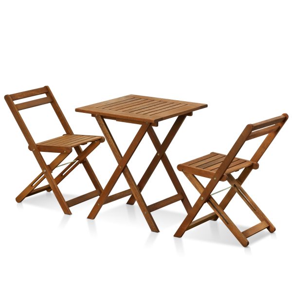 furinno Furinno Tioman Outdoor Hardwood 3 Piece Bistro Set in Teak Oil