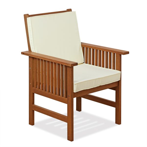 furinno Furinno Tioman Outdoor Hardwood Mediterranean Armchair with Cushion