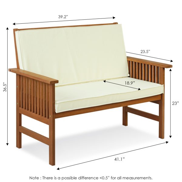 Furinno Furinno Tioman Outdoor Hardwood Mediterranean Bench With Cushion