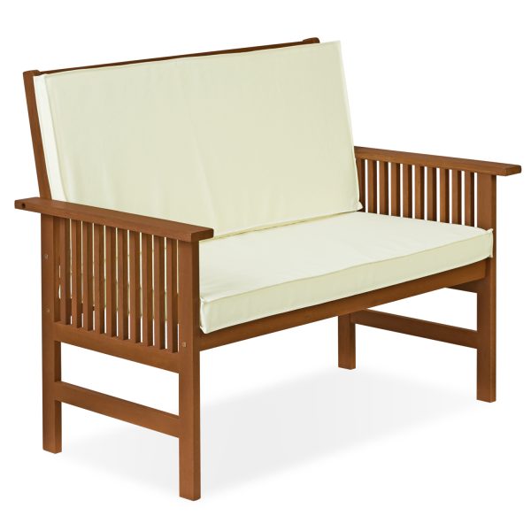furinno Furinno Tioman Outdoor Hardwood Mediterranean Bench with Cushion